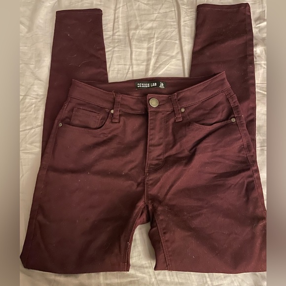 Design Lab - Maroon Colour Skinny Leg Pants - Size US 26 - Picture 2 of 5